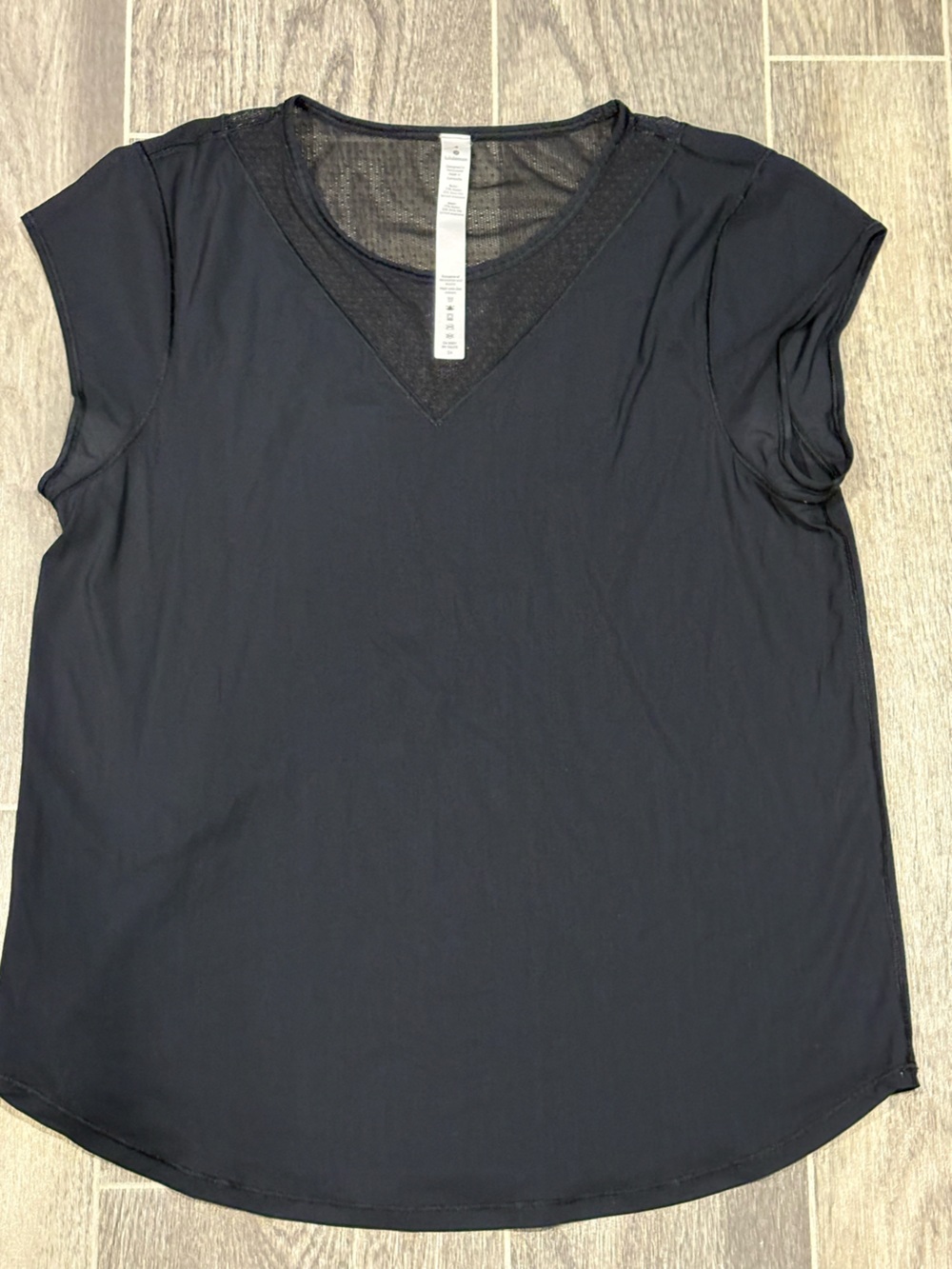 lululemon athletica Black V-Neck Short Sleeve Active Tee with Mesh